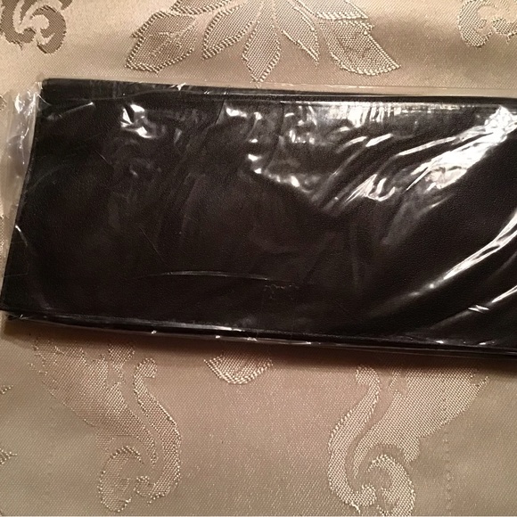 Leather check book holder bifold new black - Picture 2 of 8